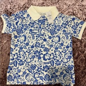 GAP Blue and White Floral Polo Shirt